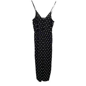 H&M Black & White Polka Dot Jumpsuit Wide Leg Elastic Waist‎ Women's Size 8